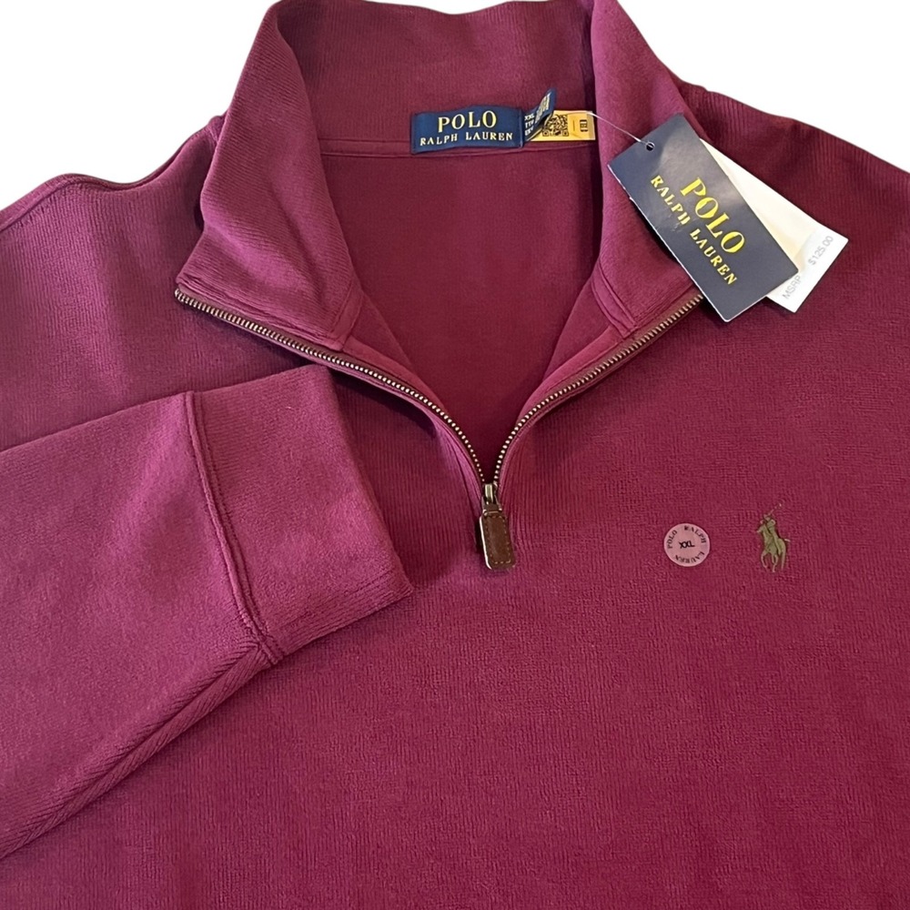 NWT Polo Ralph Lauren 1/4 Zip Long Sleeve Knit Pullover Sweater Mens XXL Wine‎